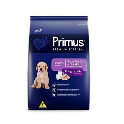 Primus Cães Filhotes Raças Médias Frango/Leite Saco de 15kg